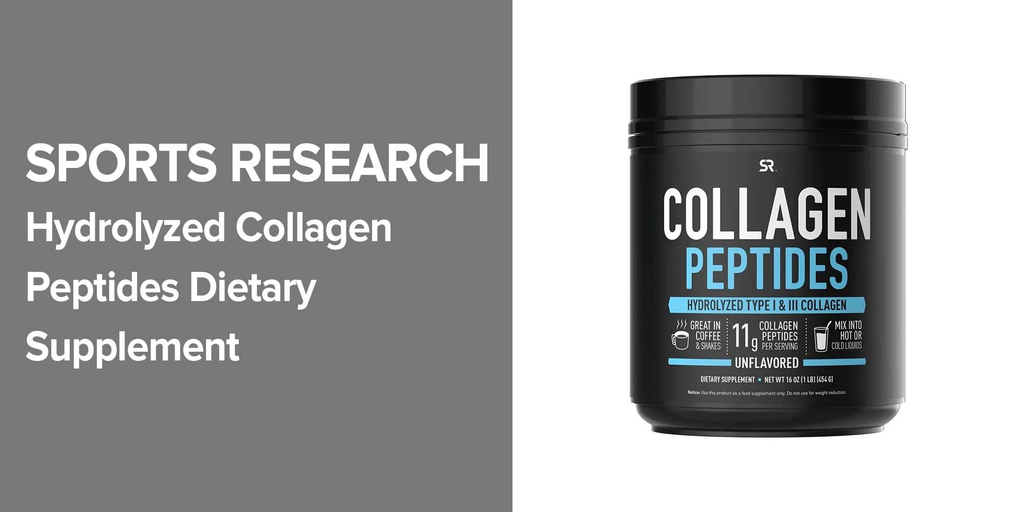 Sports Research Collagen Peptides Powder Unflavored Hydrolyzed Type I & III  1lb 454g