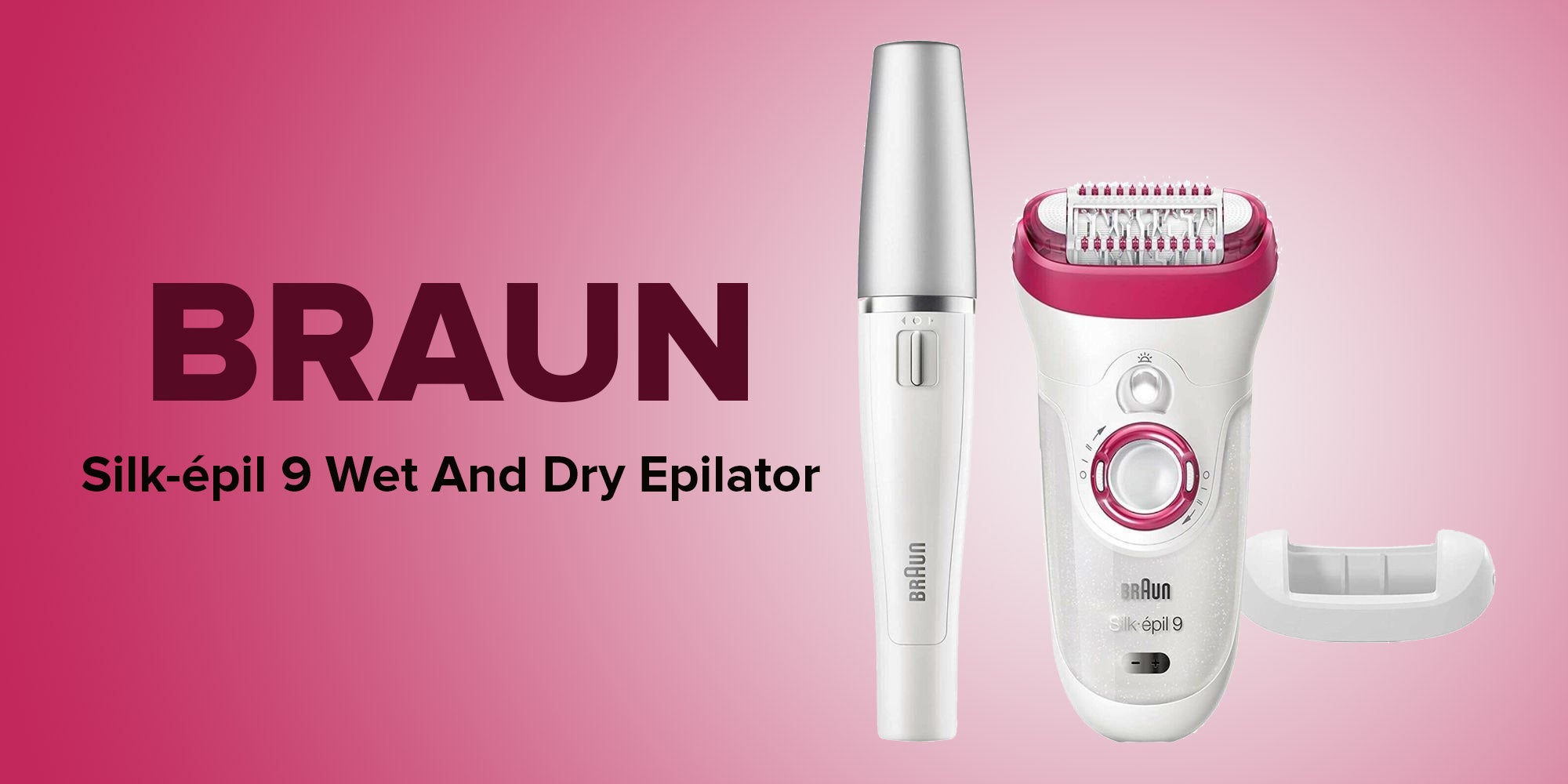 Silk-epil 9 Wet And Dry Epilator 9-538 Legs, Body And Face White/Pink