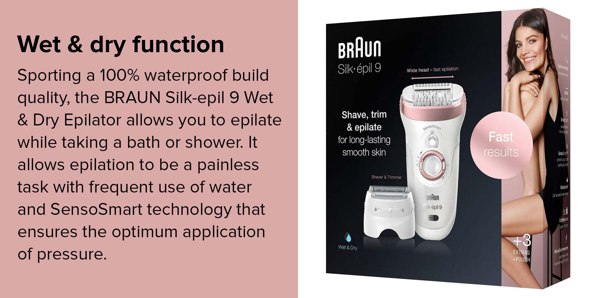 Silk-epil 9 SES 9720 Wet & Dry Epilator With Extras White 26x7x19.7cm
