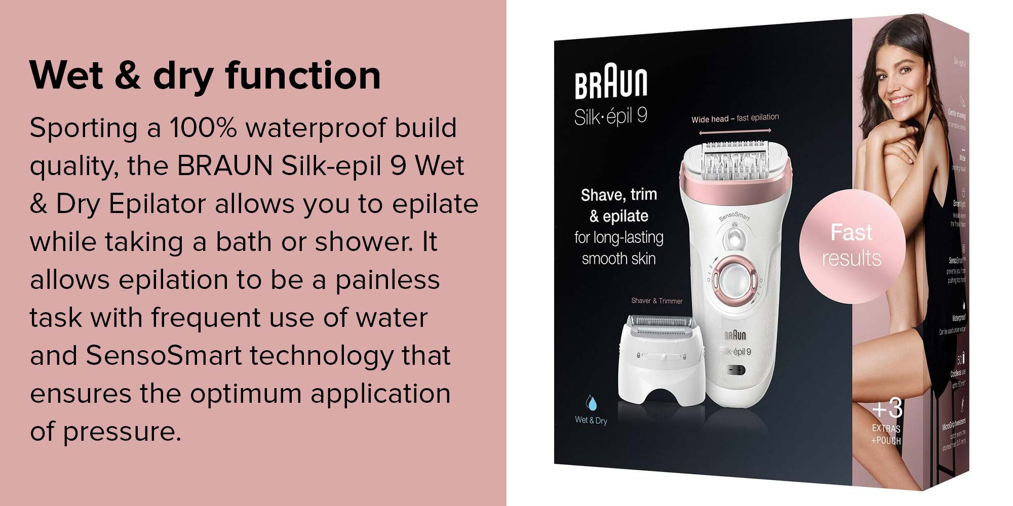 Epilator Silk-Épil 9 Skinspa, 9720 White/Pink