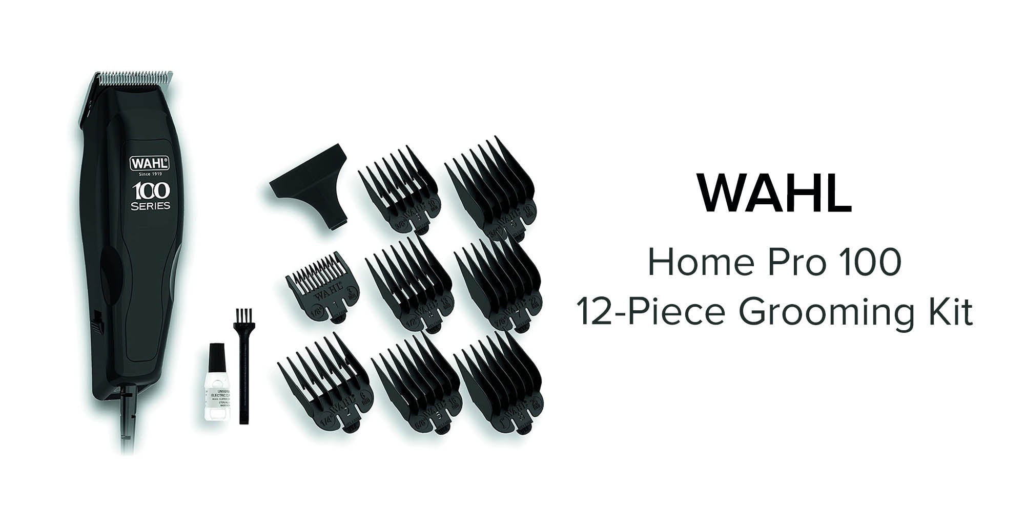 12 Piece Home Pro 100 Series Hair Clipper Black