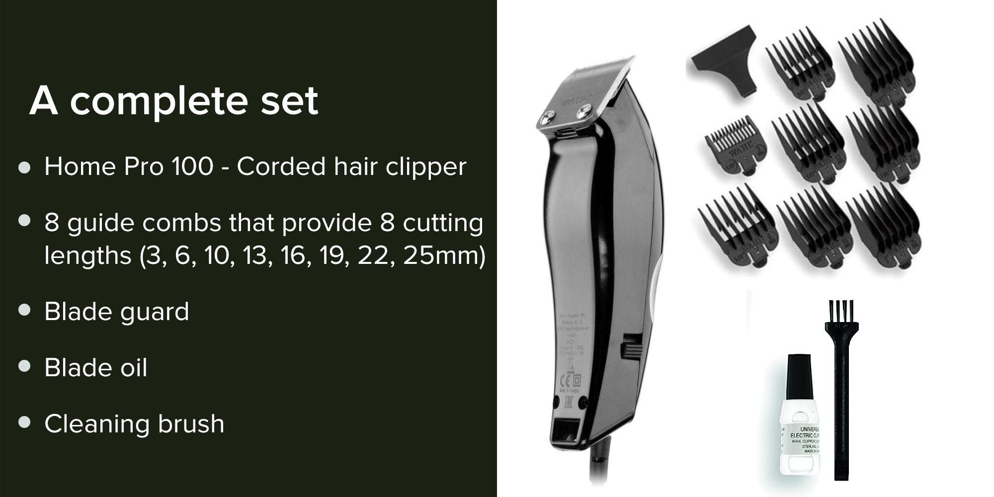 12 Piece Home Pro 100 Series Hair Clipper Black