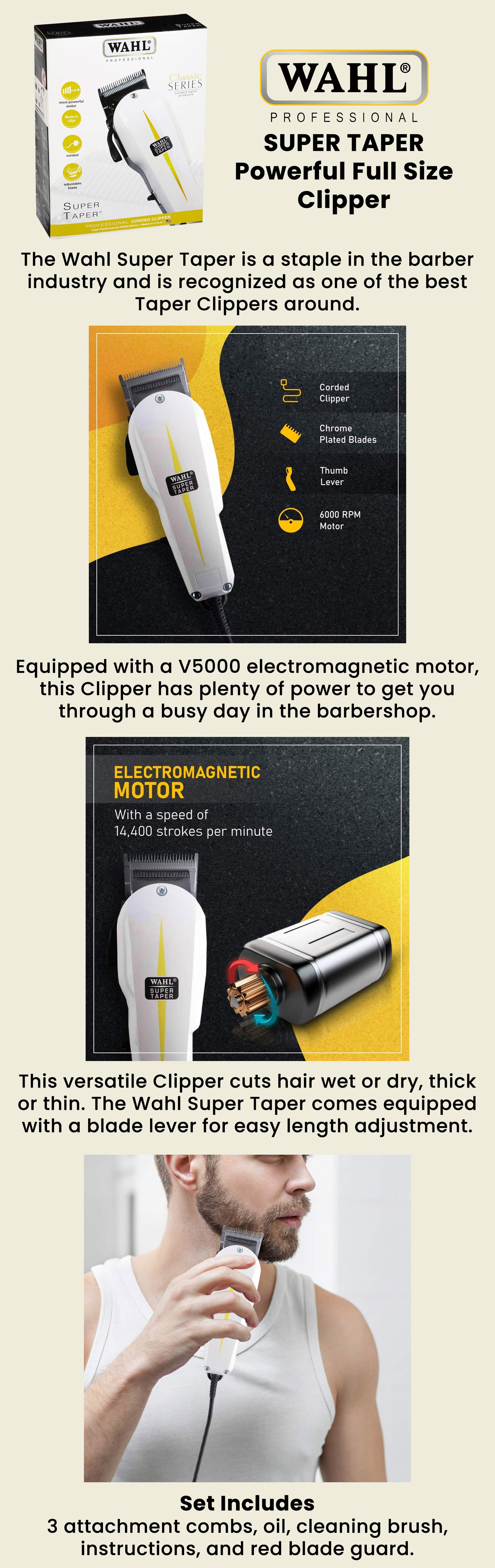 Corded Super Taper Hair Clipper Black/White/Yellow 8.1x19.8x25.4cm
