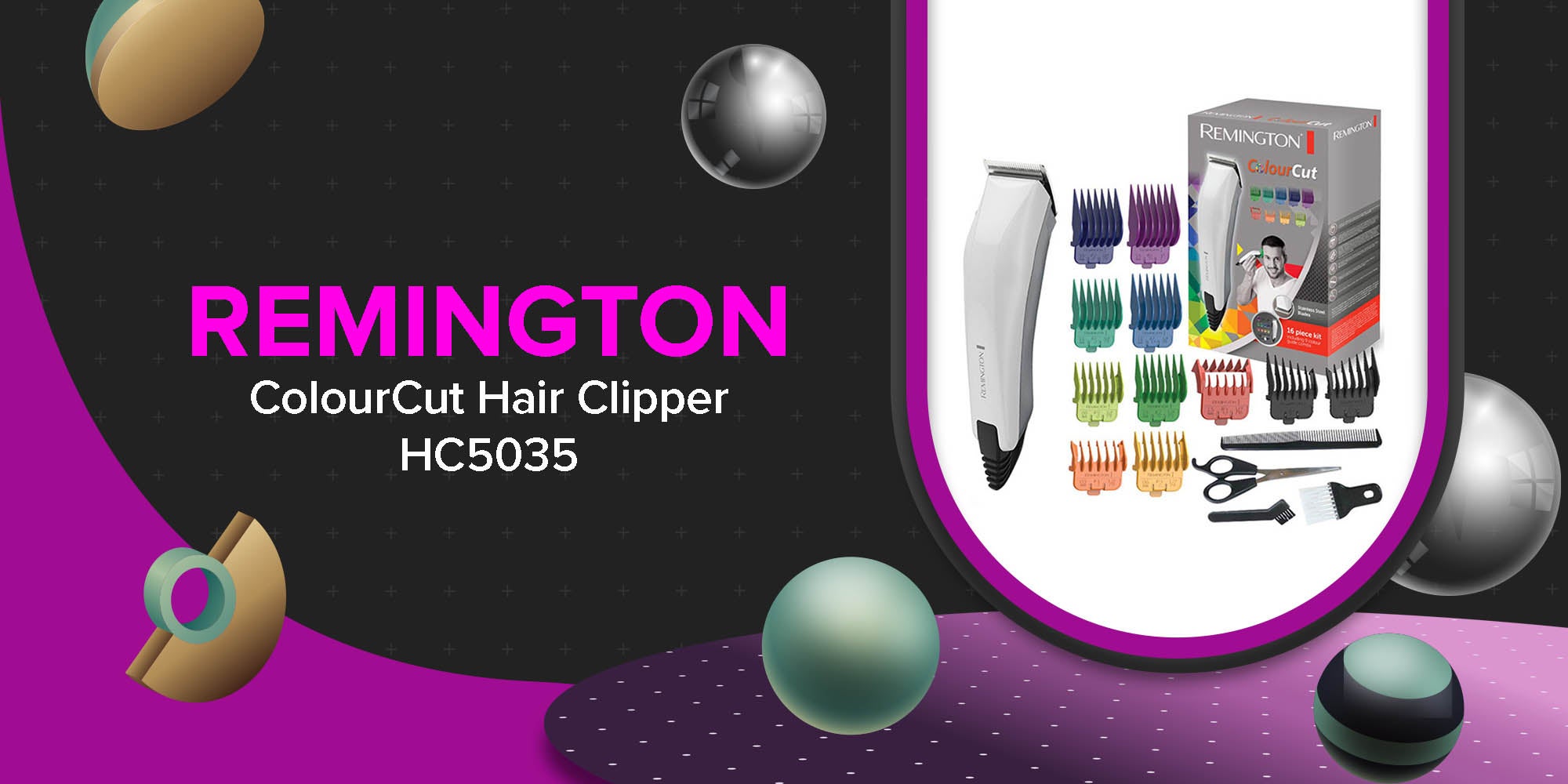 Colour Cut 16 Piece Hair Clippers Kit REHC5035