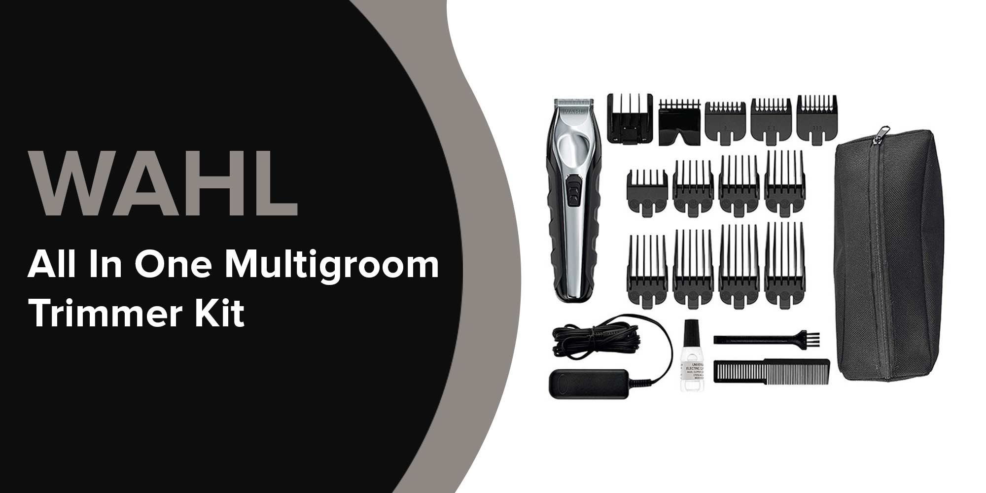 WAHL Lithium Ion Multi-Purpose Grooming Kit For Men, Suitable For Beard and All Types of Hair, Quick Charge With More Power, Black, 09888-1227 Silver/Black