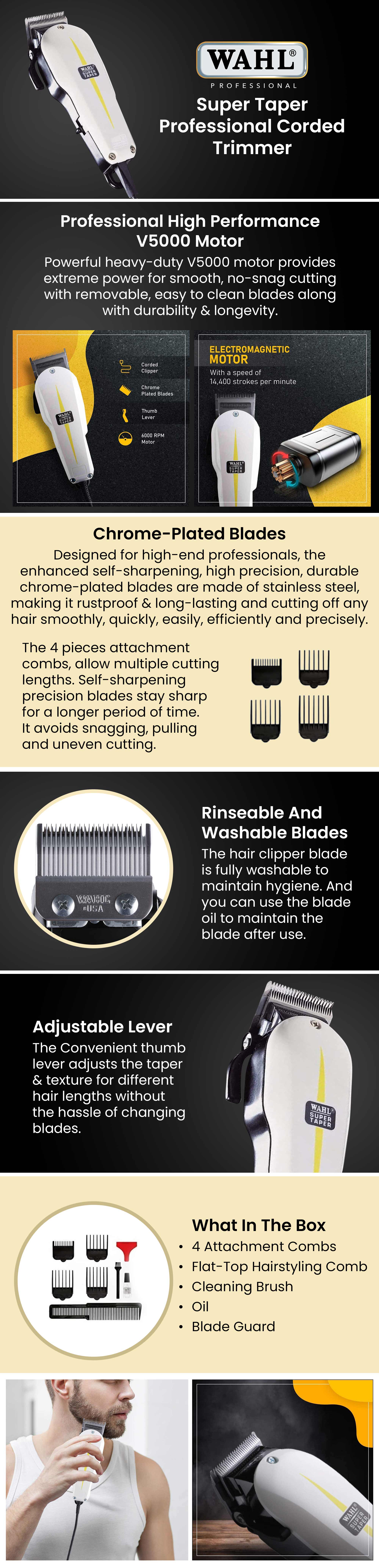 Super Taper Professional Corded Trimmer White