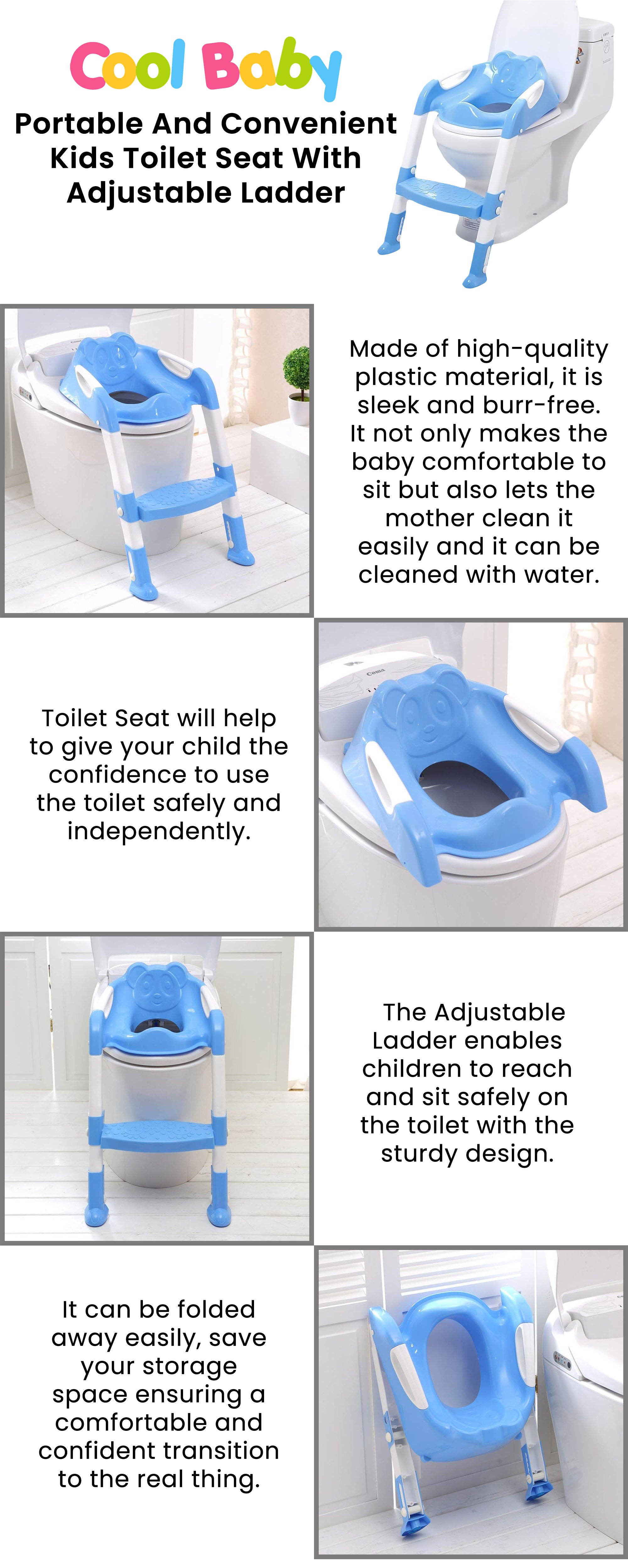 Portable And Convenient Kids Toilet Seat Potty Chair With Adjustable Ladder