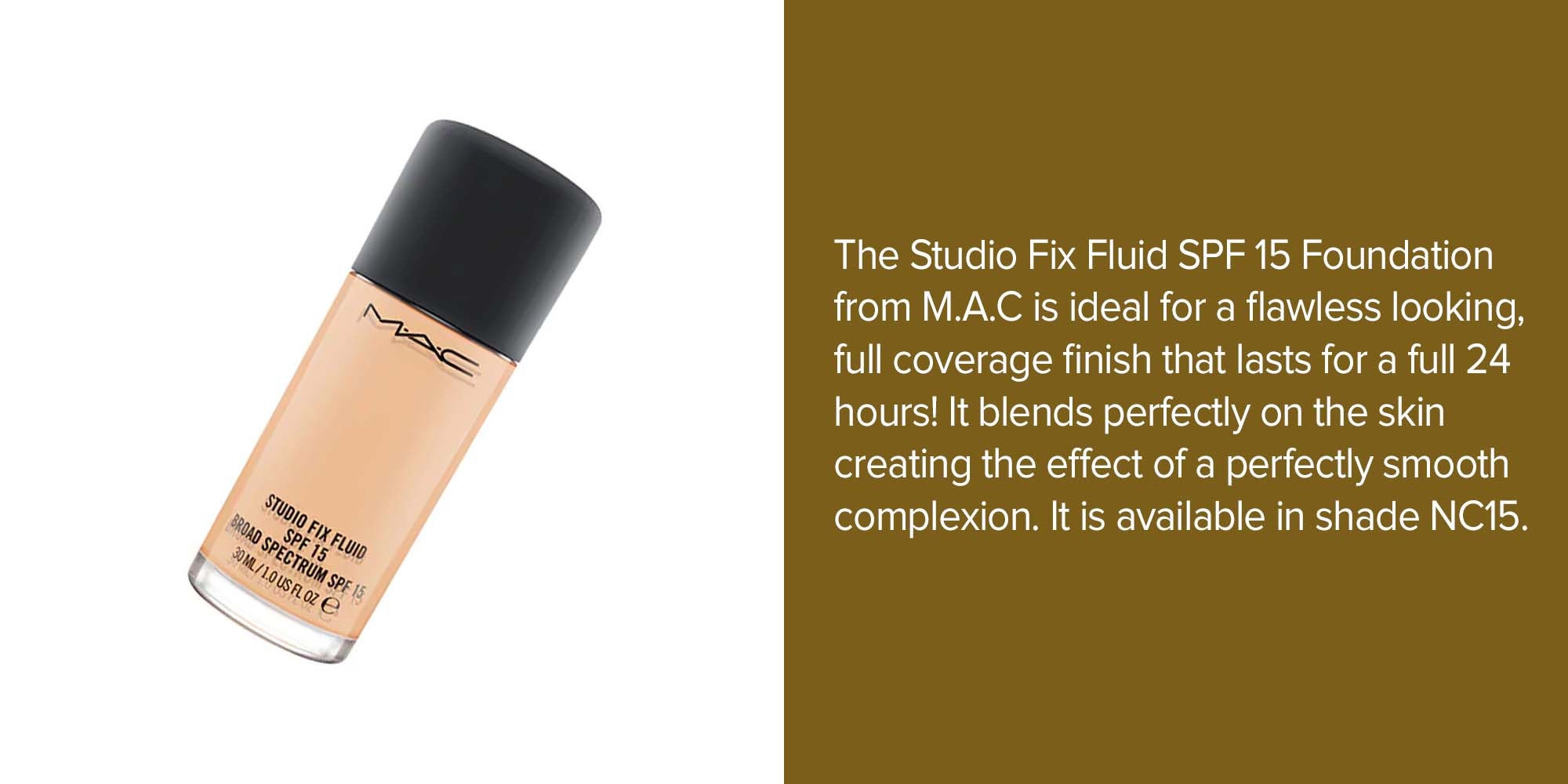 STUDIO FIX FLUID SPF 15 FOUNDATION NC 15 NC15