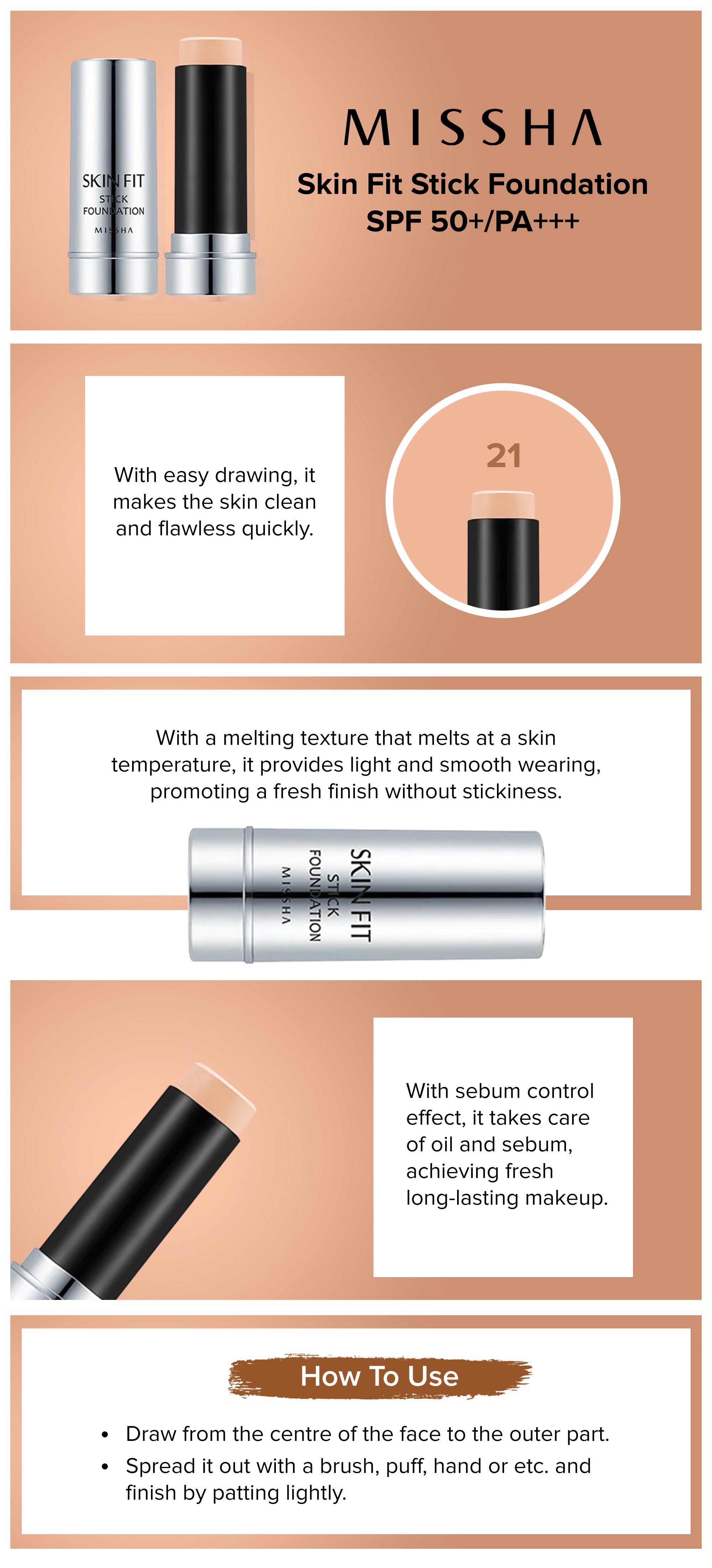 Skin Fit Stick Foundation SPF 50+ PA+++ 21