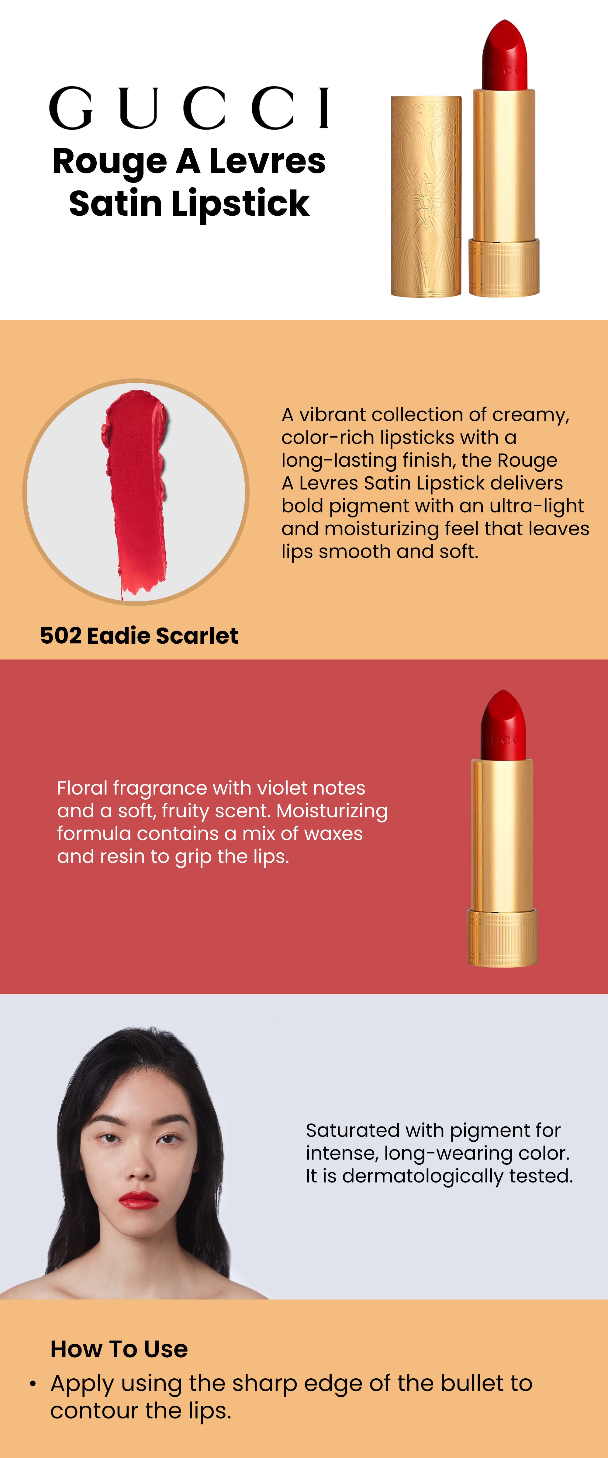 Rouge A Levres Satin Lip Colour Lipstick 502 Eadie Scarlet