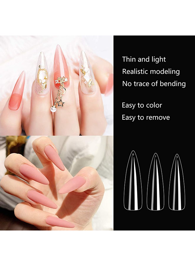 False Nail Tips Soft Gel Clear Medium Stiletto BTMSF500