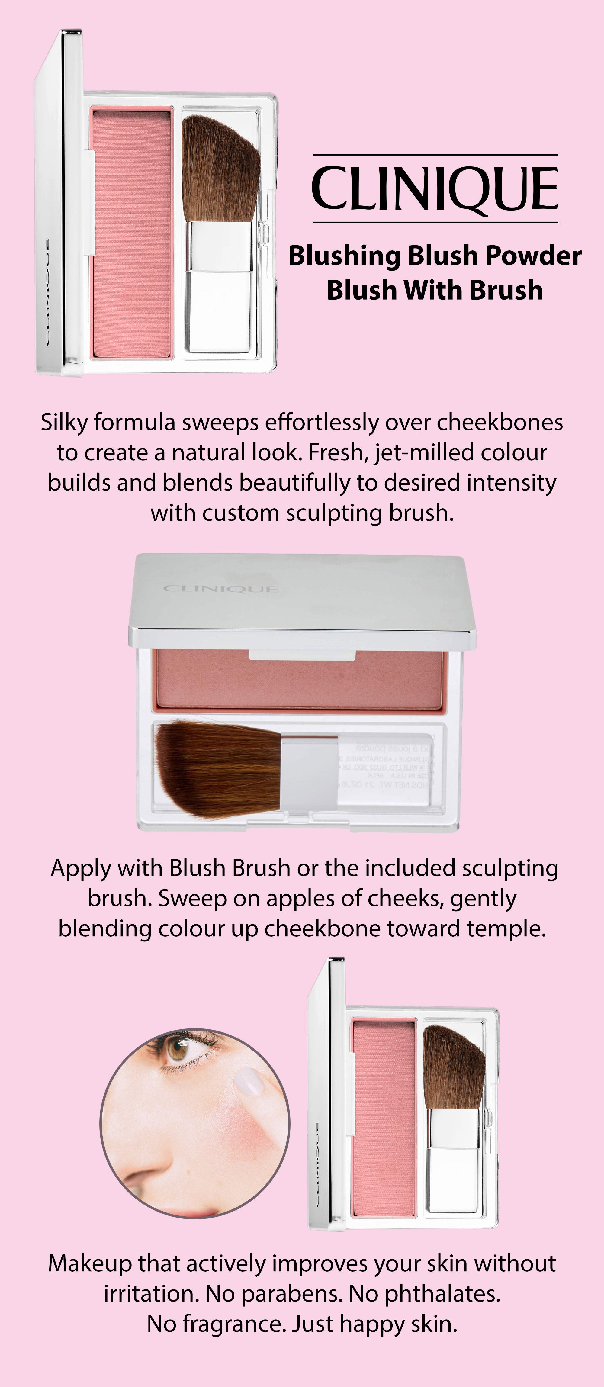 Blushing Blush Powder With Brush Sunset Glow