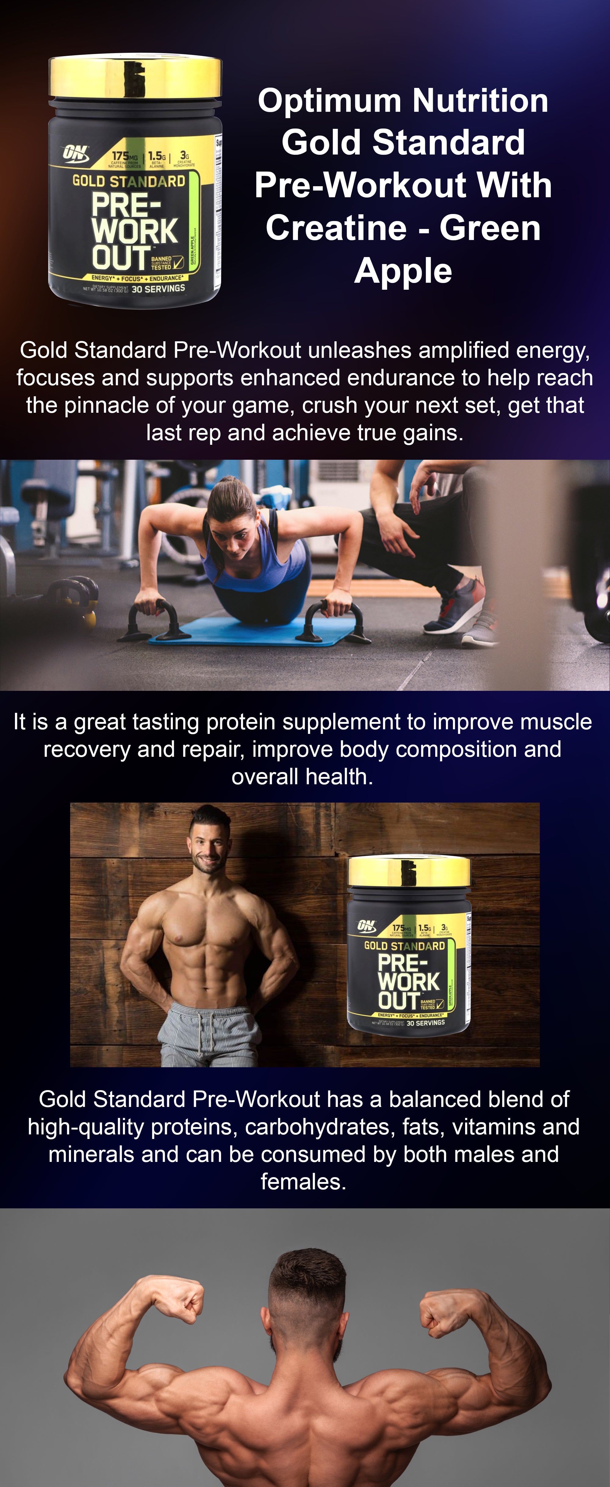 Gold Standard Pre-Work Out - Green Apple - 30 Servings 10.58 oz (300 g)