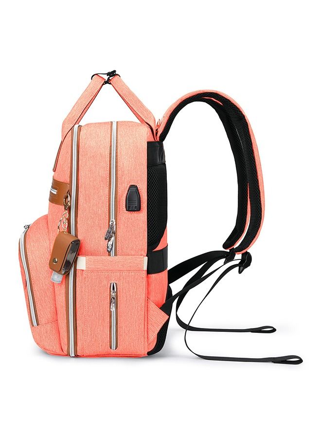 2In1 Diaper Bag With Sanitizer Bottle Keychain And Stroller Hooks - Pink