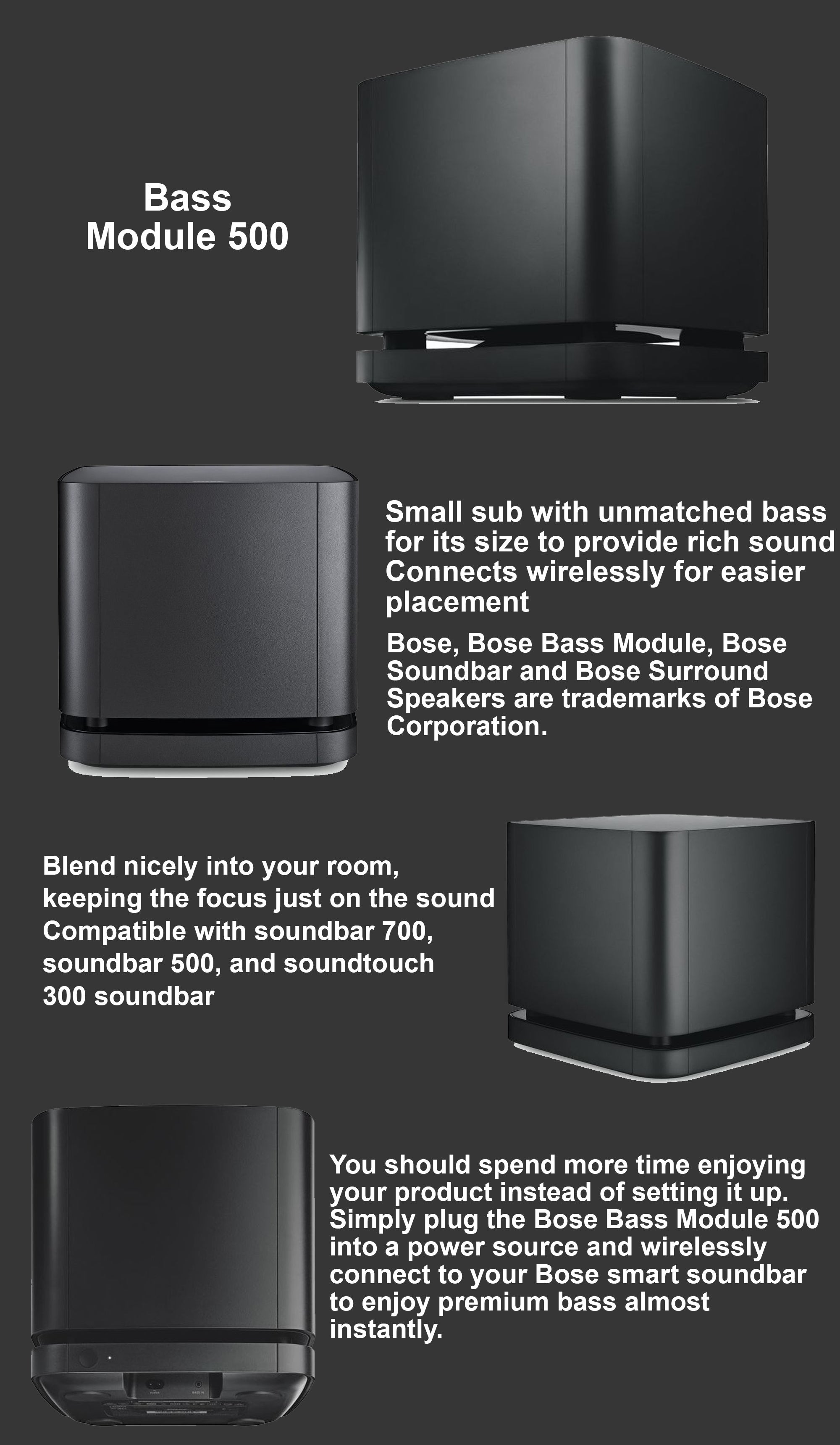 Bose Bass Module 500 796145-4100 Black 796145-4100 Black