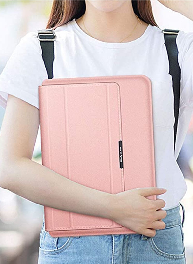 13-14 Inch Laptop Sleeve Bag Universial 2 in 1 Inner with Stand Function Portable Waterproof Case Compatible Laptops and Tablets Soft PU Leather (Pink Rose Gold)