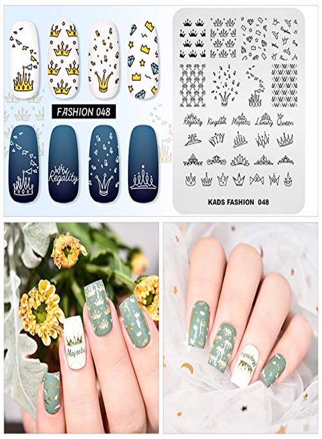 Ping Plate Fashion Crown Rich Luxury King Queen Theme MultiPattern Stamp Print Image Stamp Template Nail Art For Nail Design By Rolabling