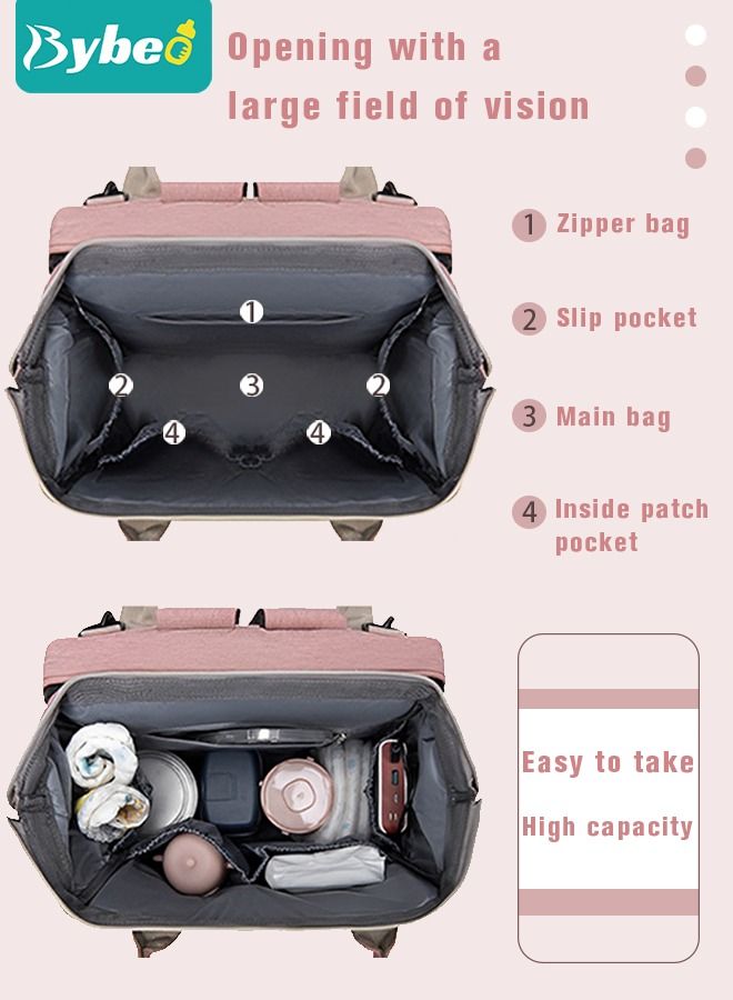 Baby Diaper Bag Backpack Multifunction Diapers Changing Station Toy Bar for Outdoor and Travel, Large Capacity Infant Shower Gifts, USB Port, 3 Toys