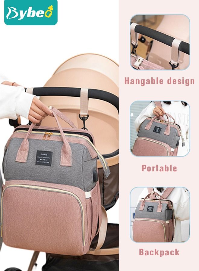 Baby Diaper Bag Backpack Multifunction Diapers Changing Station Toy Bar for Outdoor and Travel, Large Capacity Infant Shower Gifts, USB Port, 3 Toys