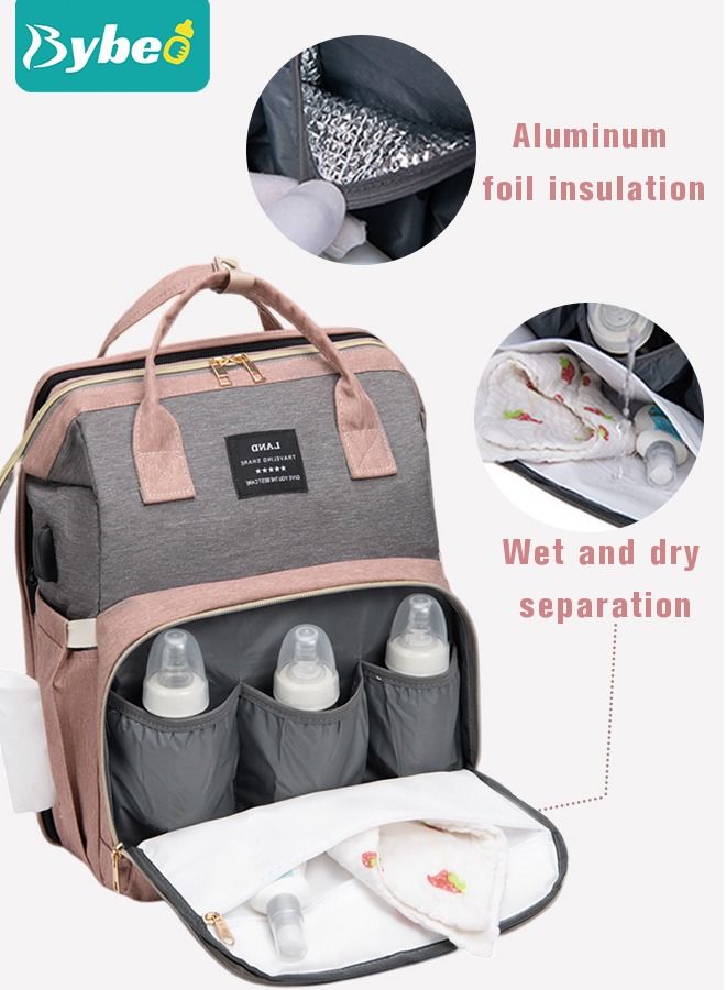 Baby Diaper Bag Backpack Multifunction Diapers Changing Station Toy Bar for Outdoor and Travel, Large Capacity Infant Shower Gifts, USB Port, 3 Toys