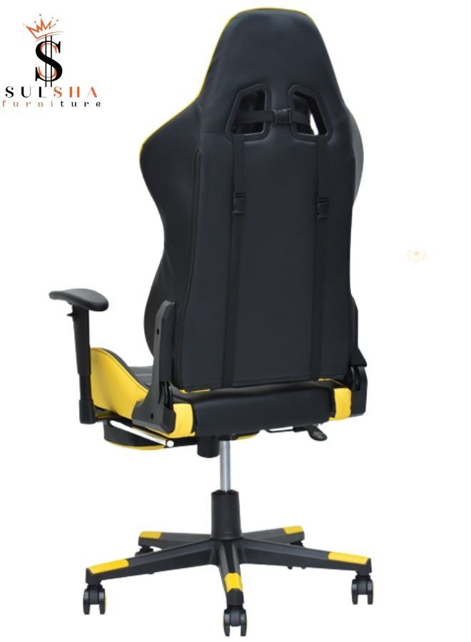 Soft 2D Armrest Gaming Chair with high backrest and adjustible seat height, Footrest ergonomic design that can be used as office chair