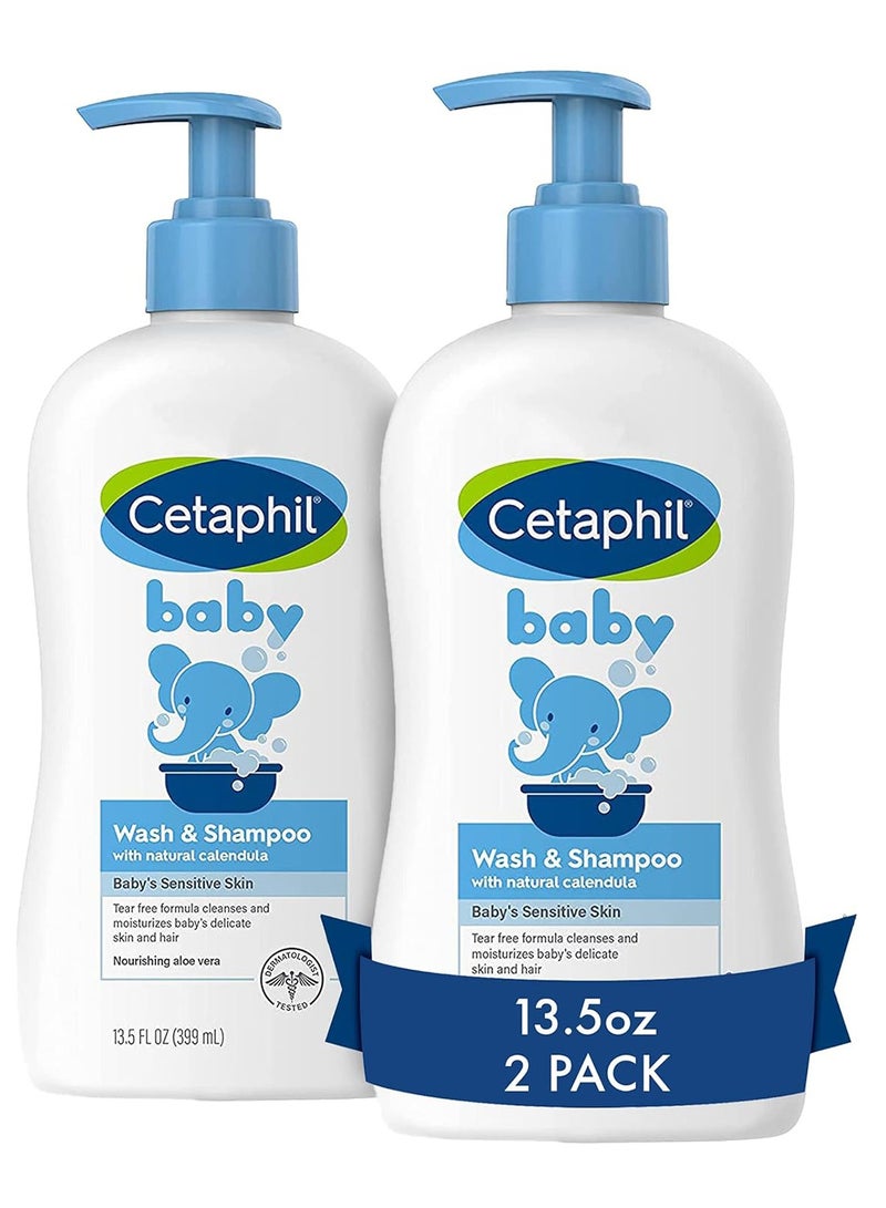 Baby Wash And Shampoo Plus Body Lotion, Healthy Skin Essentials, For Delicate, Sensitive Skin, 2 X 399 ML