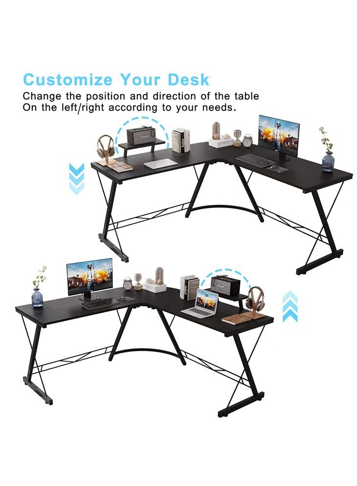 L Shaped Desk Home Office Gaming Desk with Large Monitor Stand