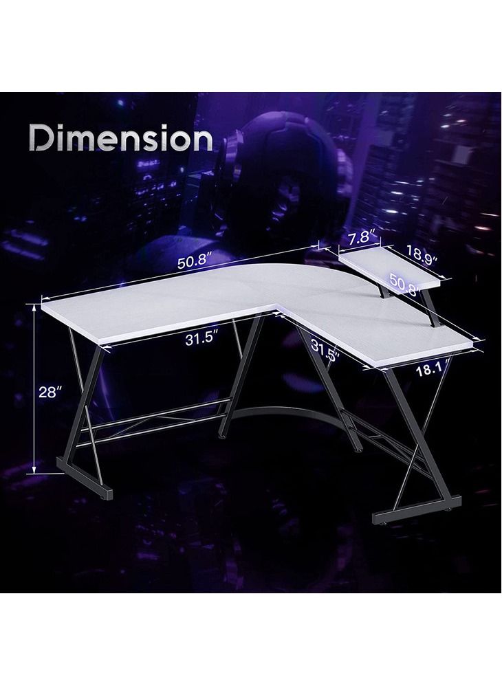 L Shaped Desk Home Office Gaming Desk with Large Monitor Stand