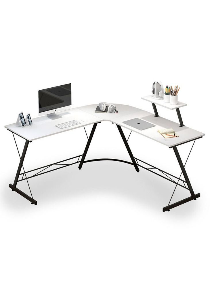 L Shaped Desk Home Office Gaming Desk with Large Monitor Stand