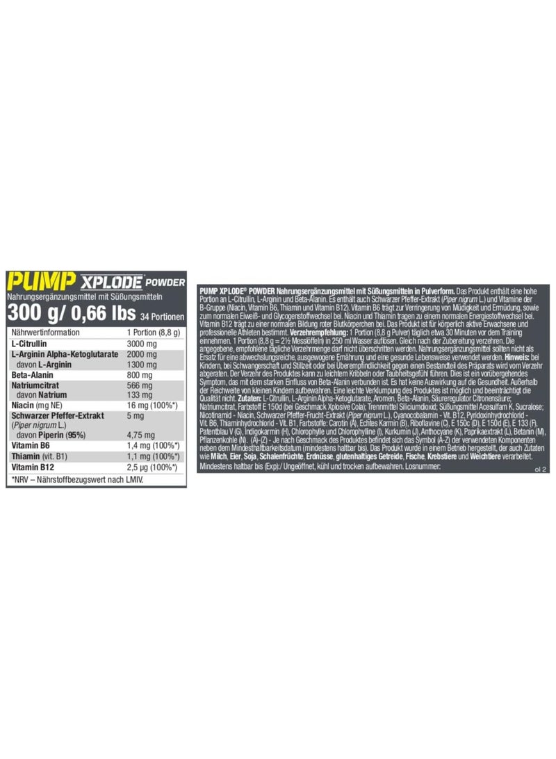 Pump Xplode Xplosive Cola 34 Portions 300g