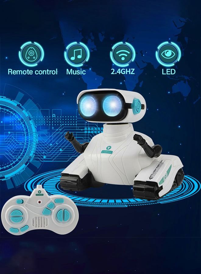 Remote Control Robot Toys, 2.4GHz Rechargeable RC Robots for Kids with Flexible Head & Arms, Dance Moves, Music and LED Eyes, Birthday Gifts for Children Boys Girls