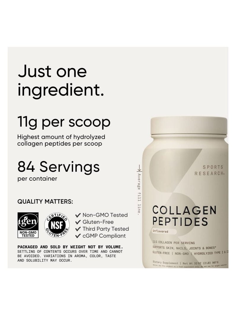 Sports Research Collagen Peptides Powder 'XL' Jar 32oz Unflavored