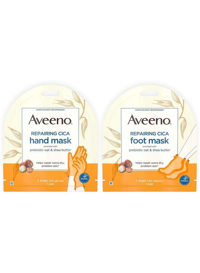 Repairing Cica Foot Mask&Hand Mask With Prebiotic Oat And Shea Butter For Extra Dry Skin Parabenfree And Fragrancefree 1 Ea