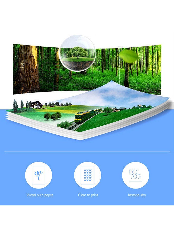Professional 4R Size 100 Sheets Glossy Photo Paper 4.0 * 6.0 Inch 200gsm Waterproof Resistant High Gloss Finish Surface Quick Dry for Canon Epson HP Color Inkjet Printer
