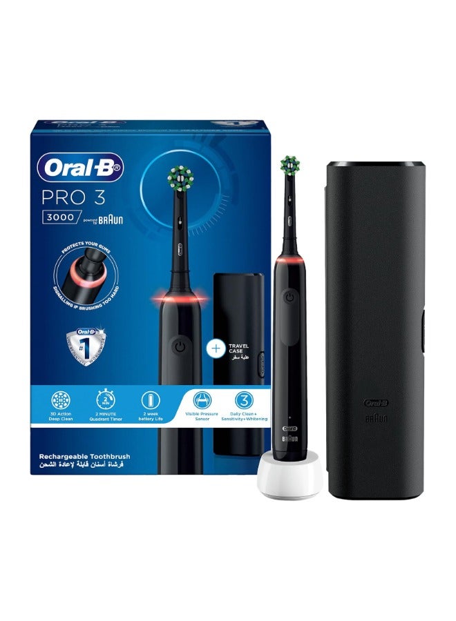 Pro 3 3000 Electric Rechargeable Toothbrush, 3 Modes, 1 Handle + Travel Case, Black