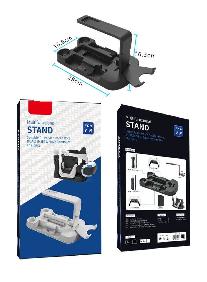 PSVR Charging Stand, with PS5 Controller Charging Station, for Displaying PS VR Headset and Processor, with Led Indicator, 2 Magnetic Clasp and Type-C Cable, Black
