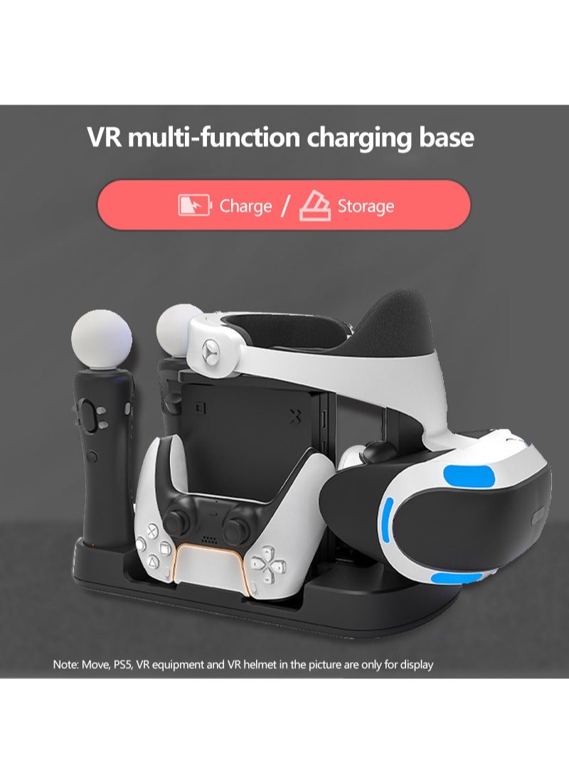 PSVR Charging Stand, with PS5 Controller Charging Station, for Displaying PS VR Headset and Processor, with Led Indicator, 2 Magnetic Clasp and Type-C Cable, Black