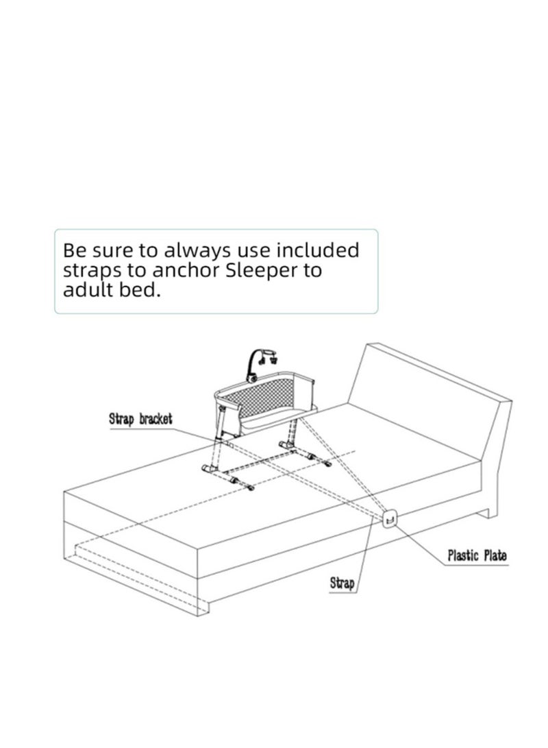 RONBEI - baby bedside crib, With Music Function And Toys, Adjustable & Portable, for Infant For Baby Boy & Girl.