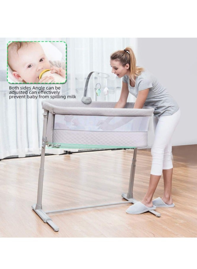 RONBEI - baby bedside crib, With Music Function And Toys, Adjustable & Portable, for Infant For Baby Boy & Girl.