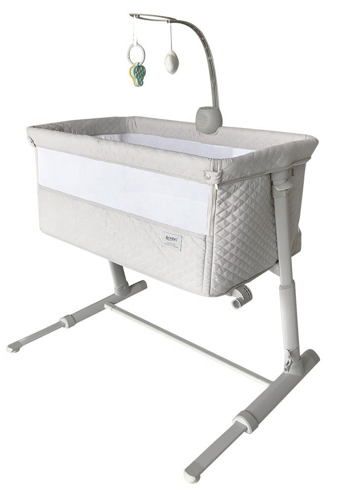 RONBEI - baby bedside crib, With Music Function And Toys, Adjustable & Portable, for Infant For Baby Boy & Girl.