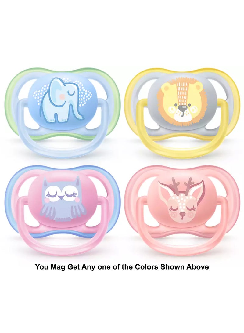 2 Piece Avent Ultra Air Free - Flow Pacifier/Soother, 0 To 6 Months, Mixed, Deco, Scf085/05