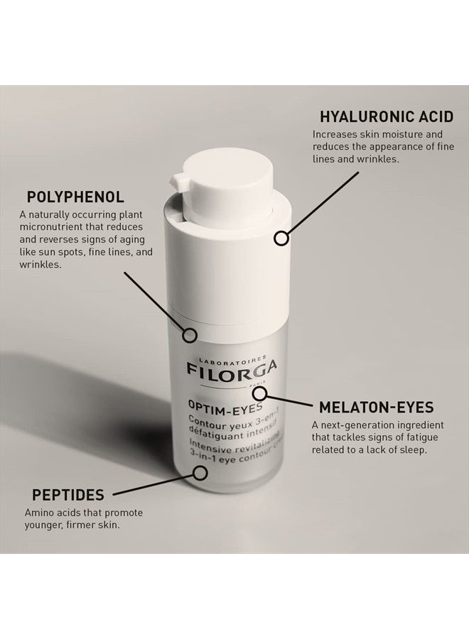 Filorga Optim-Eyes Eye Cream, Revitalizing 3-in-1 Skin Treatment for Rapid Reduction of Dark Circles, Wrinkles & Puffiness Around the Eyes, 0.5 fl. oz.