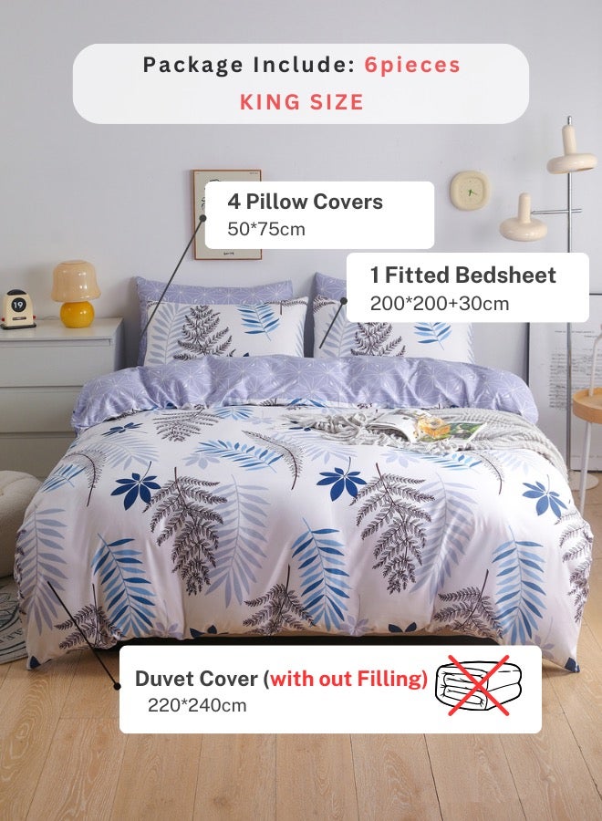 Bedding set without Filler, Reversible Duvet Cover Set, with a Lovely Leaf Design