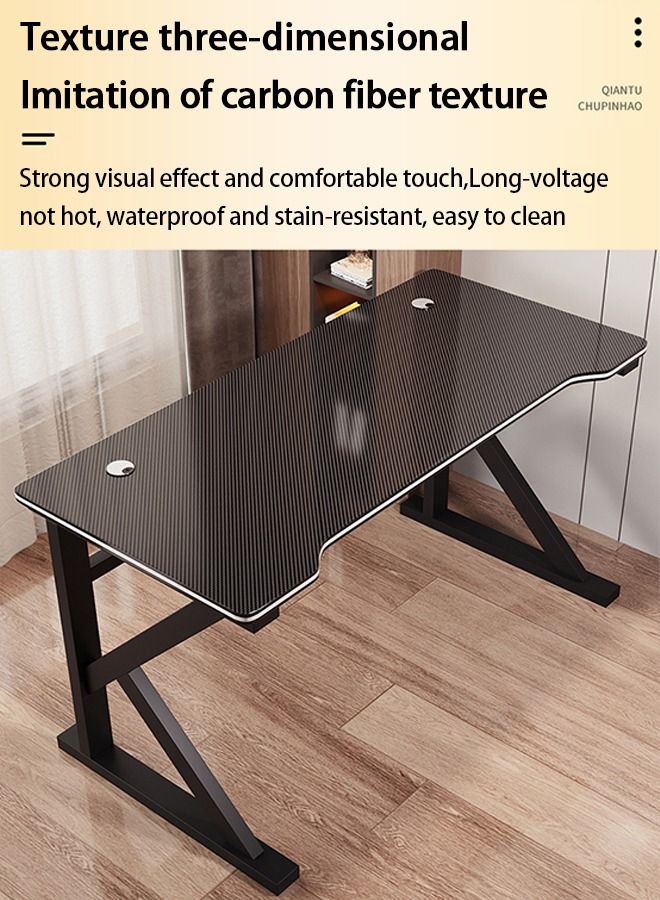 Ergonomic Gaming Desk 31.5 Inch,PC Gaming Table, K Shaped Gaming Computer Desk, Carbon Fiber Home Office Gamer Desk Black