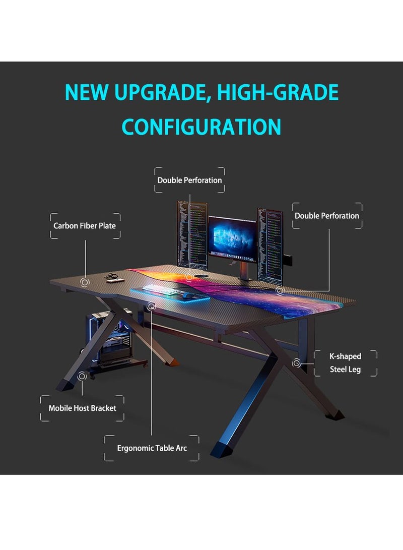 Gaming Computer Desk with Metal Frame for Home Office Black（120*60*75cm）