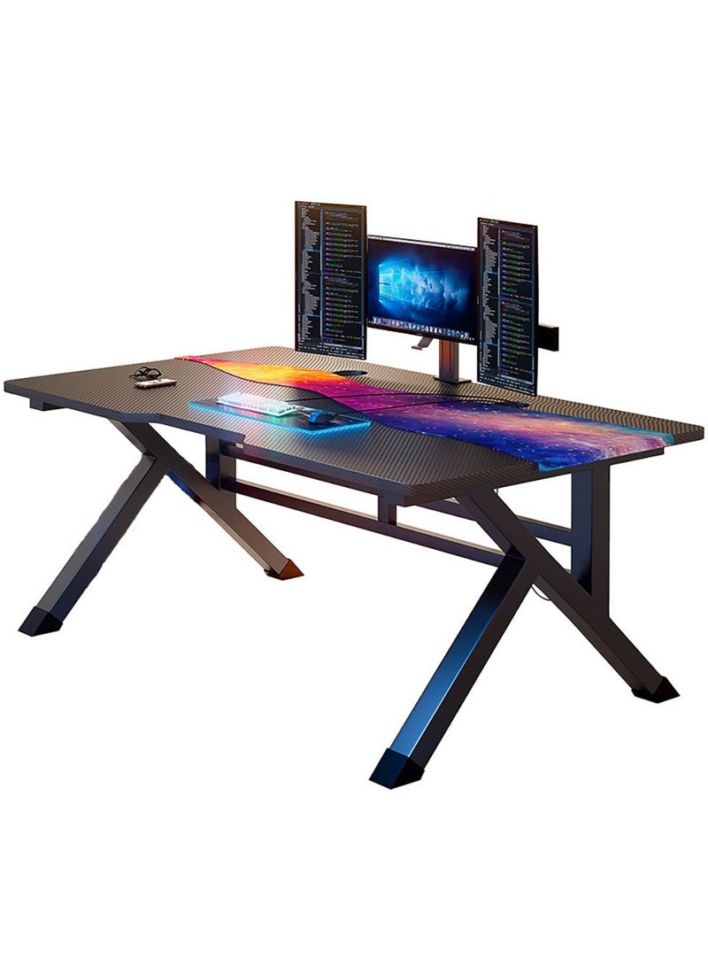 Gaming Computer Desk with Metal Frame for Home Office Black（120*60*75cm）