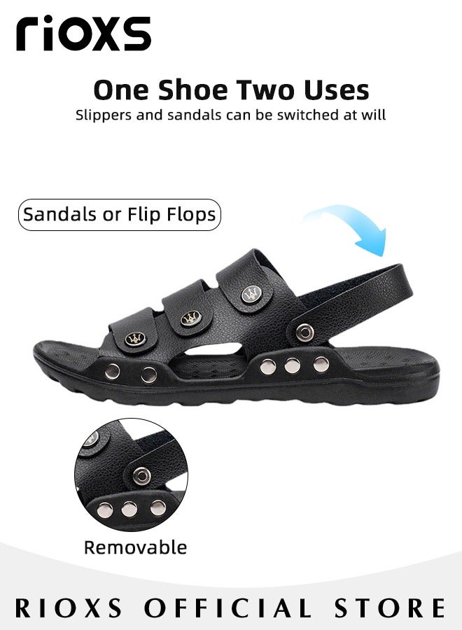 Men's Casual Flat Sandals with Adjustable Dual use Ankle Straps, Slip-On Beach Sandals, Open Toe Non-slip Flats, Soft Comfortable Slide Sandals, Perfect for Keeping Your Feet Cool