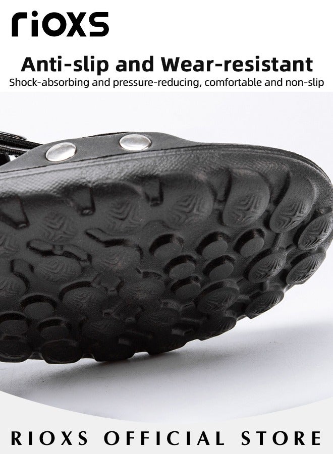 Men's Casual Flat Sandals with Adjustable Dual use Ankle Straps, Slip-On Beach Sandals, Open Toe Non-slip Flats, Soft Comfortable Slide Sandals, Perfect for Keeping Your Feet Cool