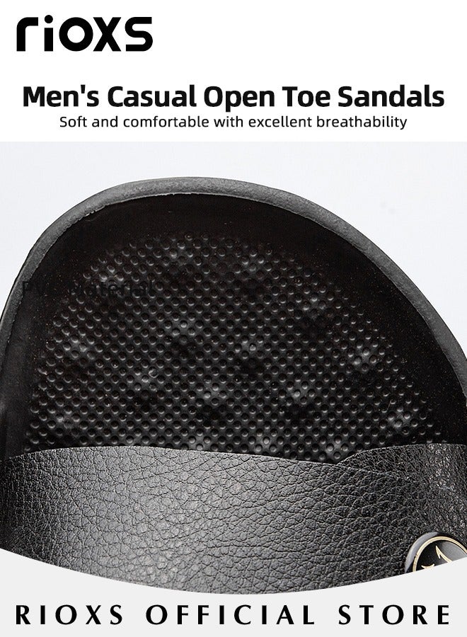 Men's Casual Flat Sandals with Adjustable Dual use Ankle Straps, Slip-On Beach Sandals, Open Toe Non-slip Flats, Soft Comfortable Slide Sandals, Perfect for Keeping Your Feet Cool