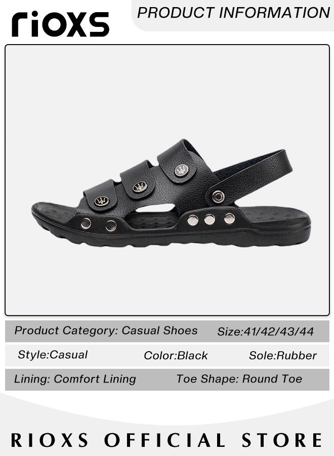Men's Casual Flat Sandals with Adjustable Dual use Ankle Straps, Slip-On Beach Sandals, Open Toe Non-slip Flats, Soft Comfortable Slide Sandals, Perfect for Keeping Your Feet Cool